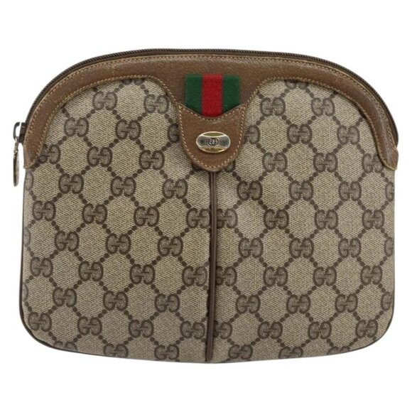 Gucci Handbags - GUCCI GG Supreme Web Sherry Line Shoulder Bag PVC Beige